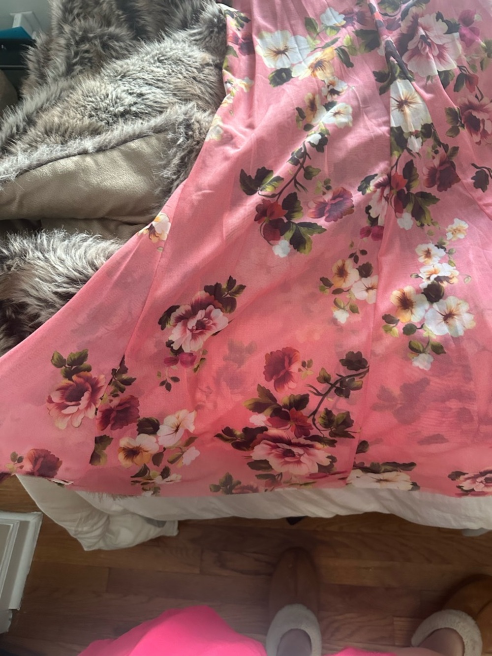 Zara Pink Sheer Floral Maxi Skirt - Picture 5 of 5